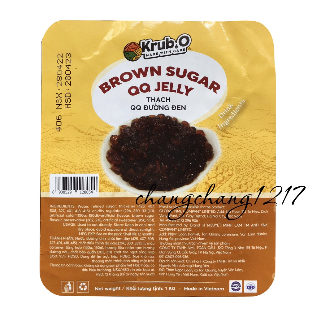 Thạch Ngọc Trai (Trân Châu) Trắng Caramel 3Q Krub.O Krubo Gói 1kg