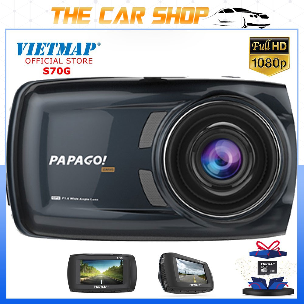 VIETMAP PAPAGO S70G - Camera Hành Trình Ô tô Chống Thấm Nước, Cảm Biến Ảnh Của Sony, Bản Đồ Vietmap S1 + Thẻ 32G | BigBuy360 - bigbuy360.vn