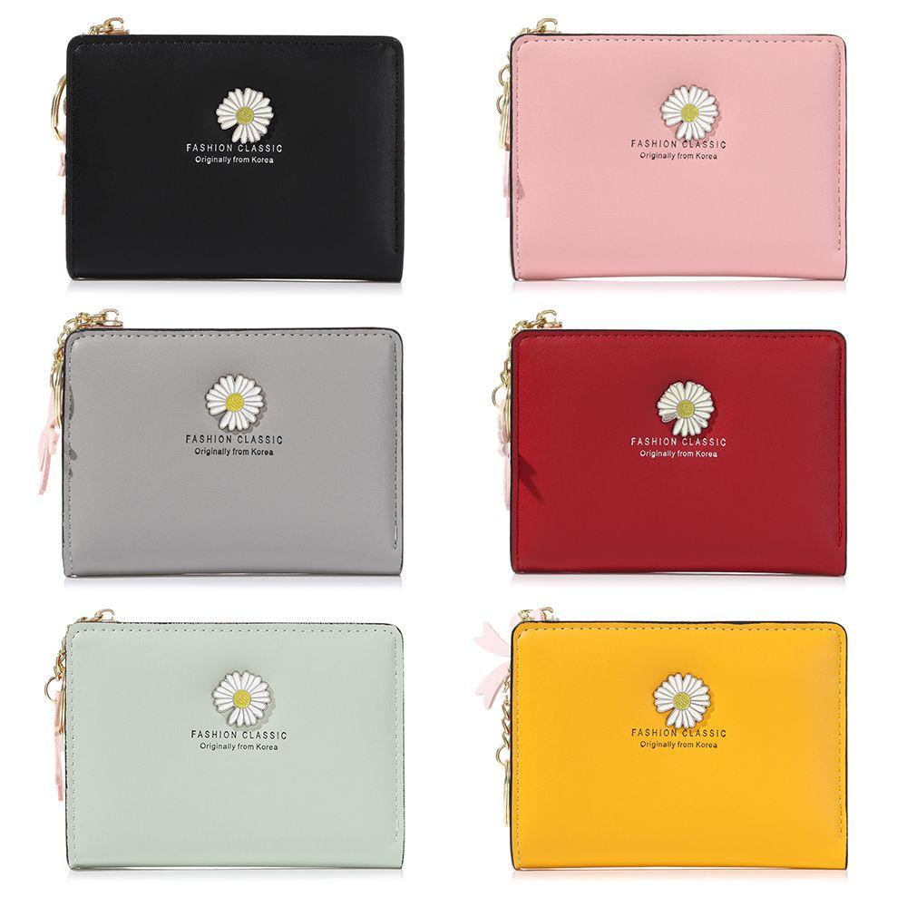 UUMIR Ví Ngắn Đựng Tiền Xu Có Khóa Kéo Họa Tiết Hoa Cúc Xinh Xắn Cho Nữ