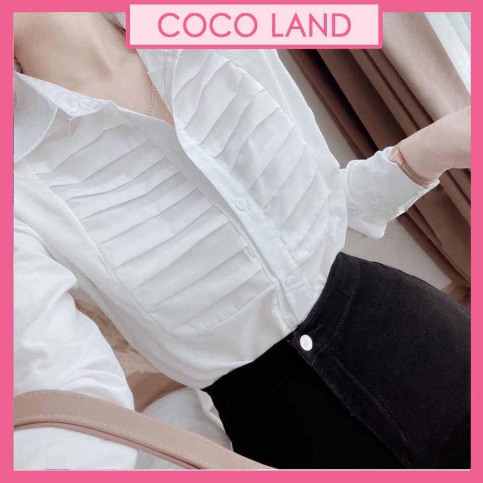Áo sơ mi xếp ly 2 bên phù hợp mọi lứa tuổi_016 babydoll bánh bèo mầu trắng