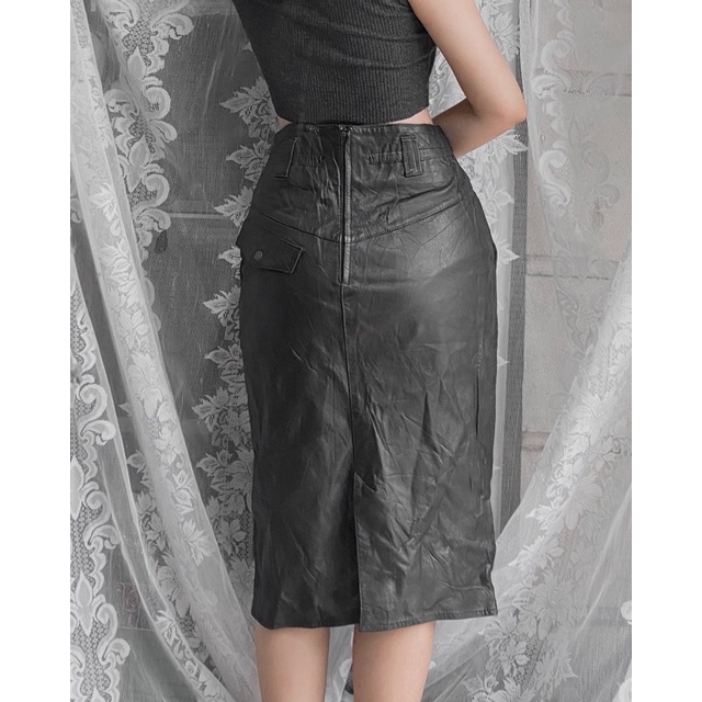 Chân váy da midi 2hand