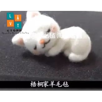 Bộ Len Chọc Làm Mèo Con Ham Ngủ, bộ đầy đủ dụng cụ  - DIY Needle Felt Cute Sleeping Kitten