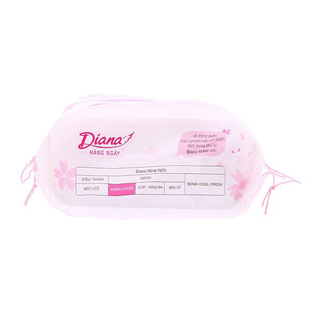 COMBO 6 GÓI BĂNG VỆ SINH HÀNG NGÀY DIANA KHÁNG KHUẨN 8/20 MIẾNG DÀI 15CM (DÙNG NGÀY ĐẦU VÀ NGÀY CUỐI CHU KỲ)