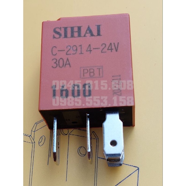 Rơ le 5 chân Sihai 12v/24v 30A cao cấp. Rơ le bé.