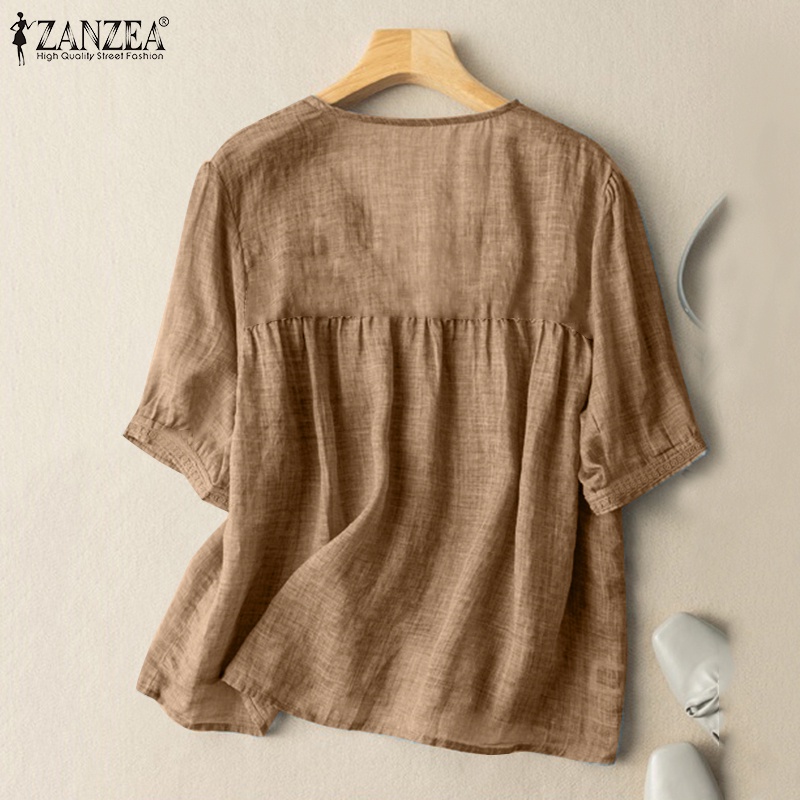 Áo ZANZEA tay lỡ cổ chữ V thời trang quyến rũ cho nữ