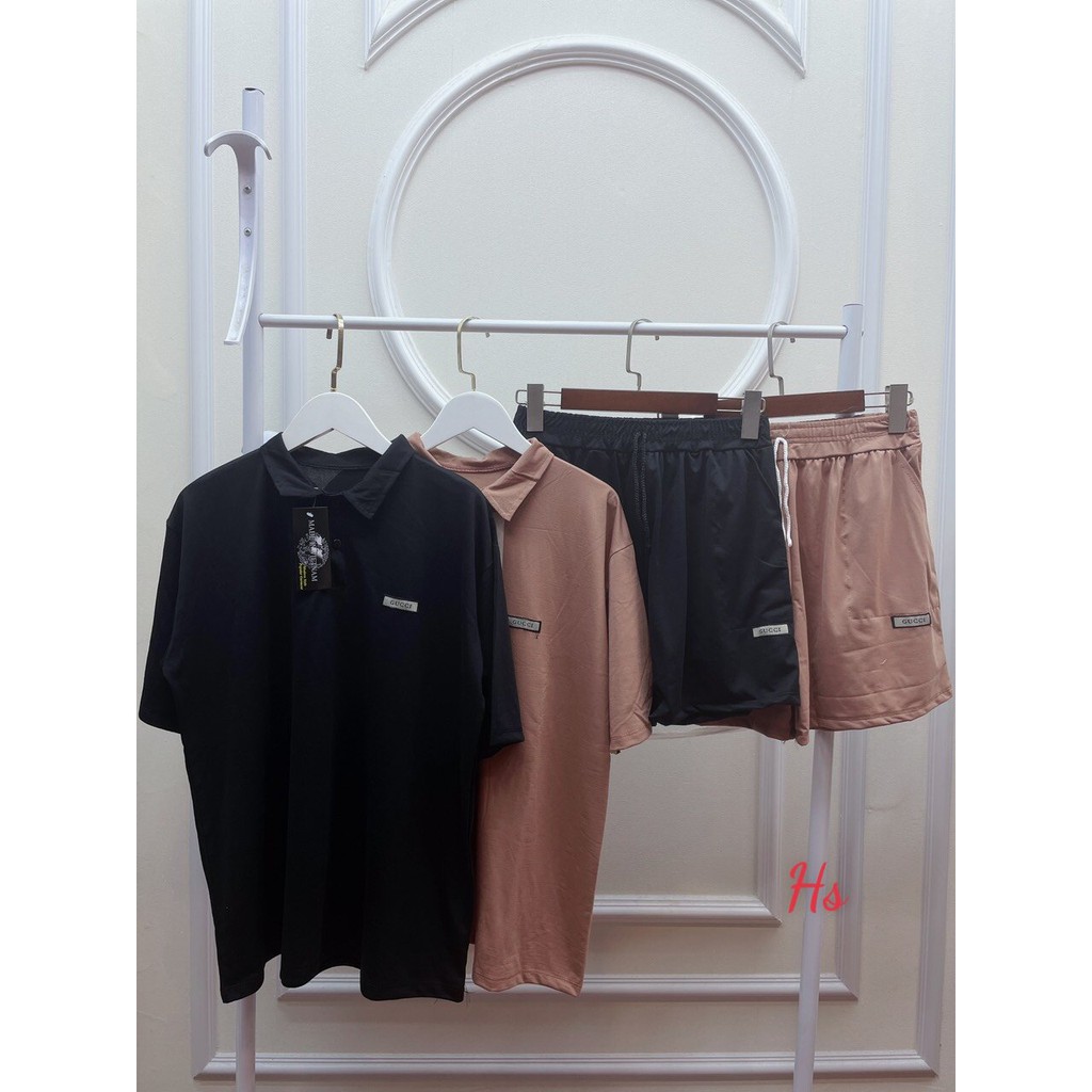 [ Có Ảnh Thật Tự Chụp] Bộ Quần Đùi Áo Polo Trơn Chất Su Xược Black Pink | BigBuy360 - bigbuy360.vn