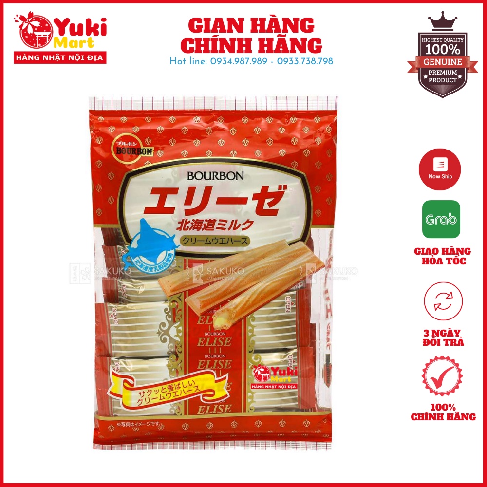 Bánh quế vị sữa Bourbon Elise vị Sữa Hokkaido 64g (16 bánh)