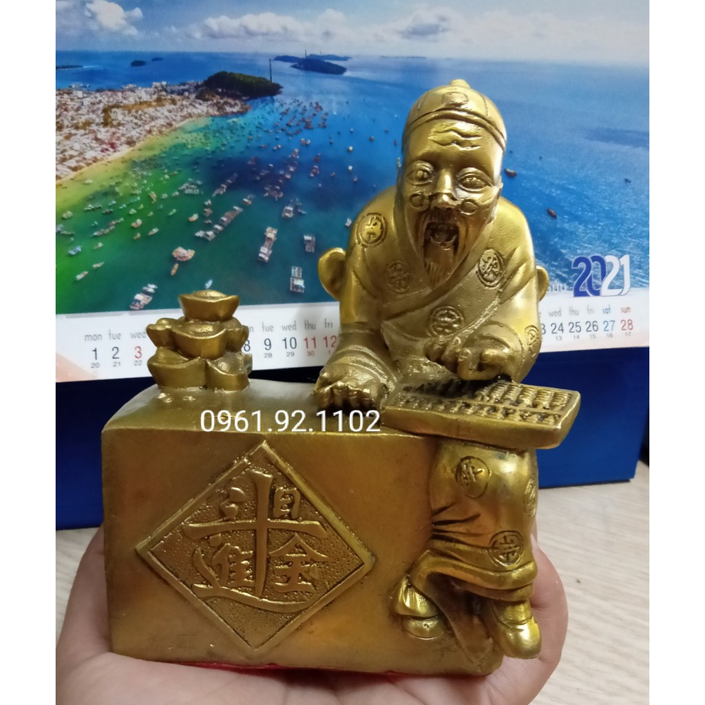 Tượng Ông Quản Gia Phong Thuỷ Bằng  đồng nguyên khối cao 12cm nặng 550g