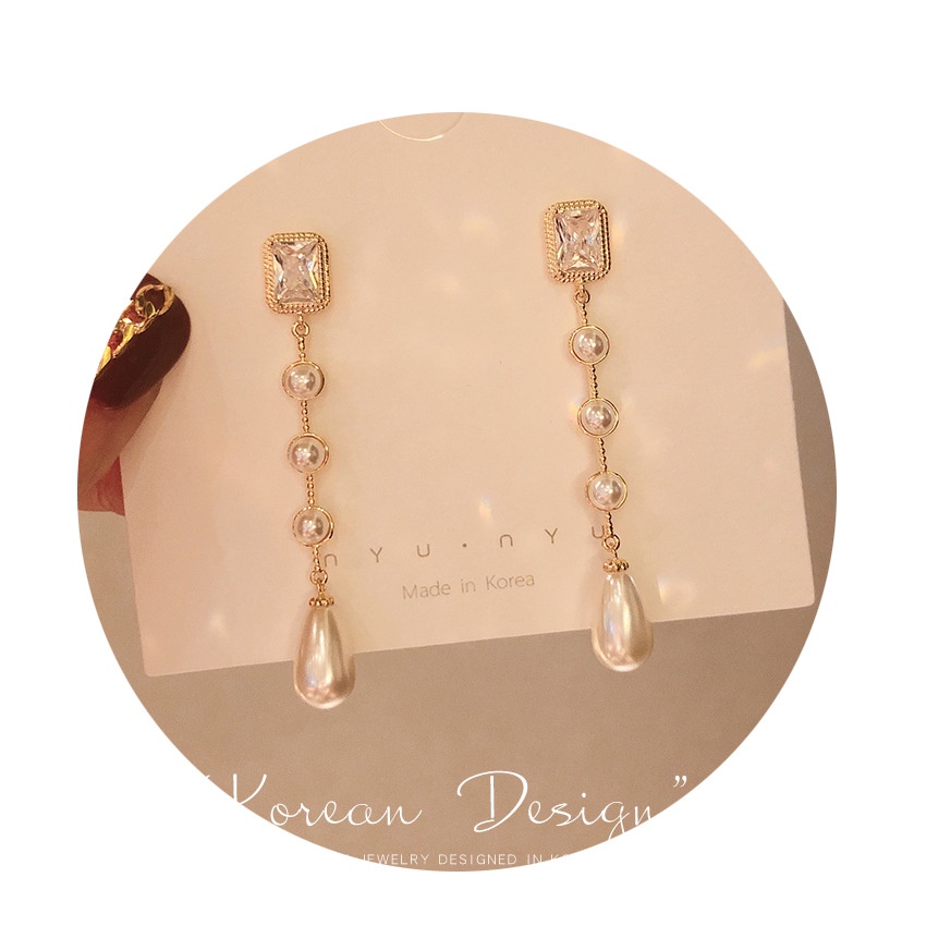 (MớI) Bông Tai HìNh Tim ĐíNh NgọC Trai Giả Xinh XắN