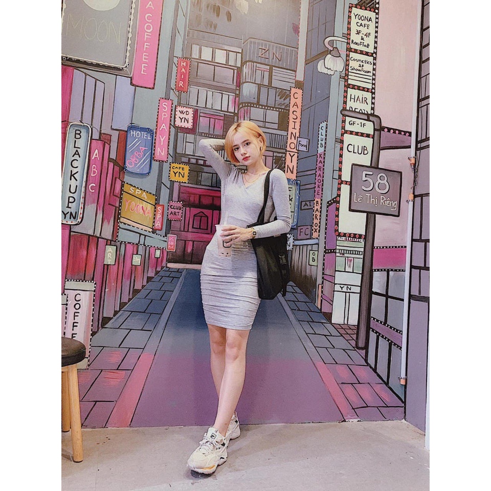 Đầm Body Tay Dài Hở Lưng Tinh Tế Mẫu Mới