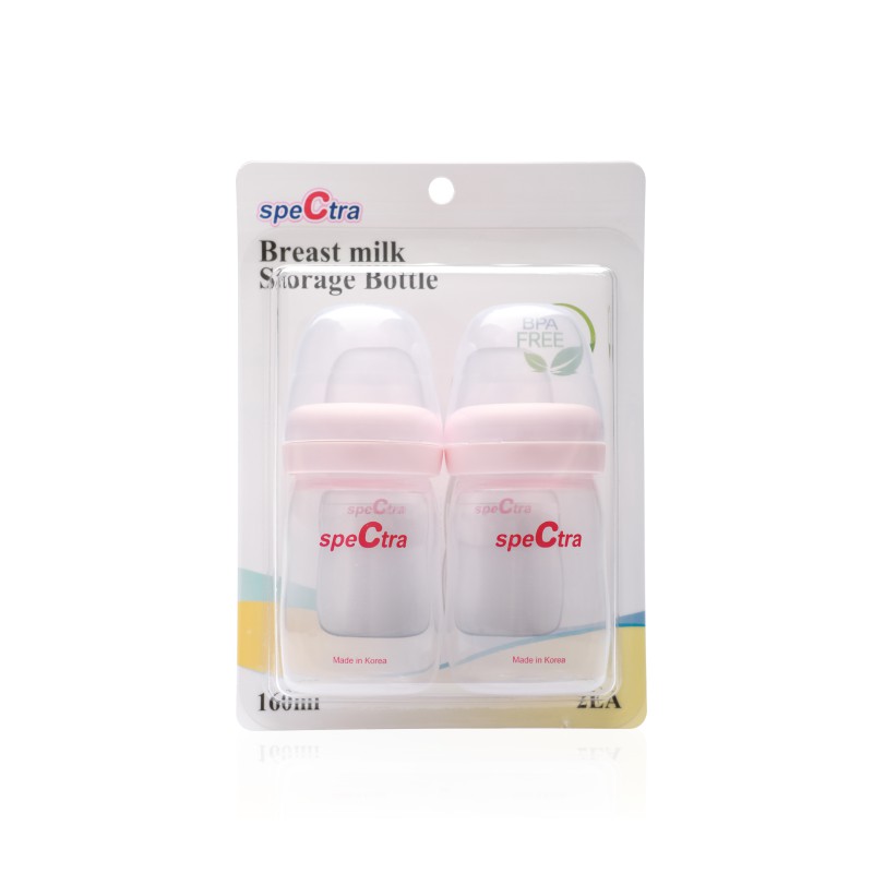 Set 2 bình trữ sữa mẹ cổ rộng 160ml kèm nắp đậy Spectra Hàn Quốc - không kèm ti bú