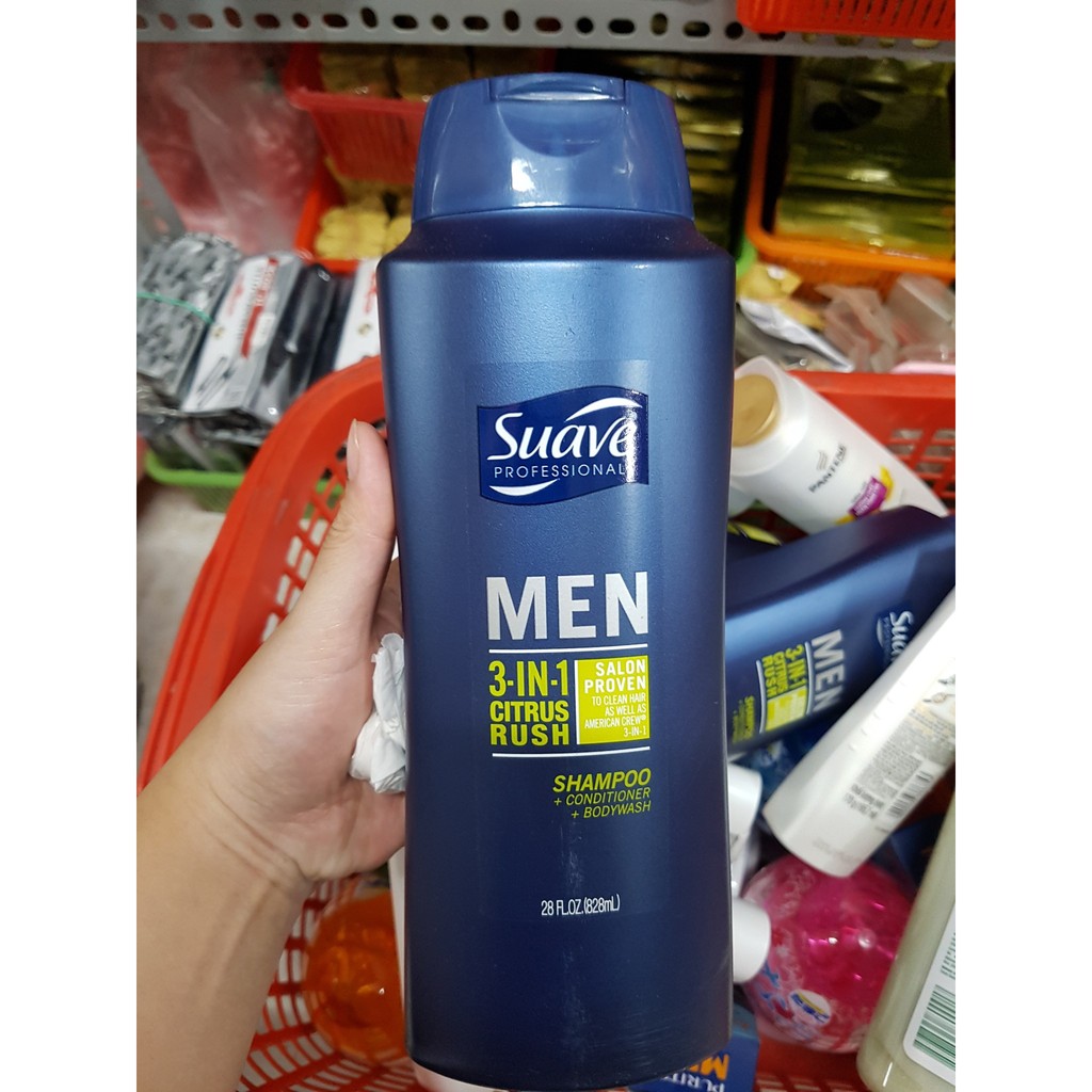 dầu gội , tắm , xả Suave Men 3 in 1 828ml