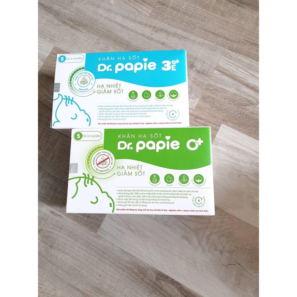 ￼Khăn Lau Hạ Sốt Dr Papie Cho Bé 0m+ và 3m+