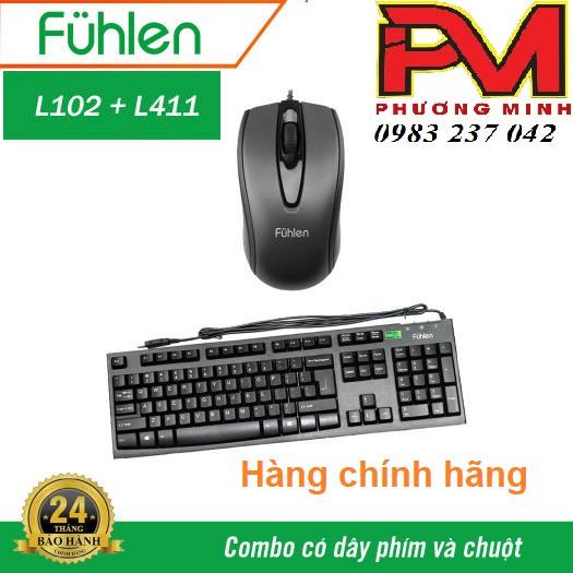 Bộ Bàn phím L411 Và Chuột Có Dây Fuhlen L102 - Hàng chuẩn chính hãng