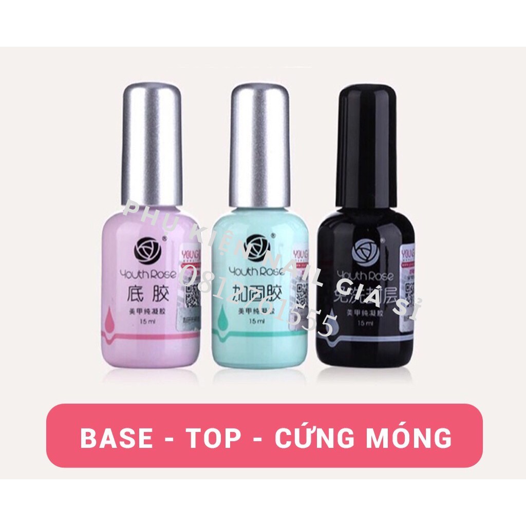 Top hoa hồng, phủ bóng móng 15ml