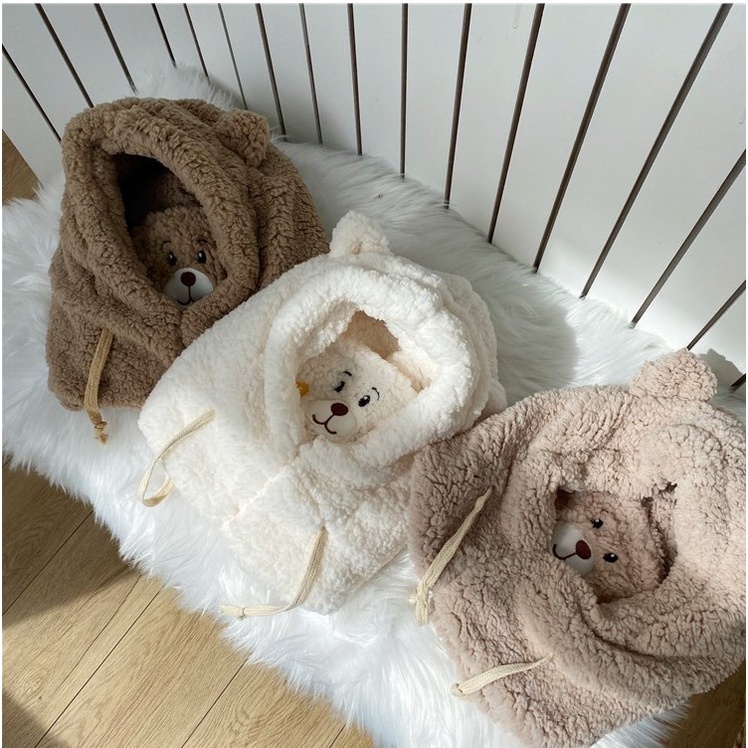 Mũ bông gấu mặt cười cute mũi trắng