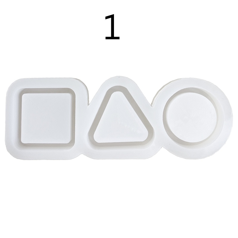 Khuôn Silicone Làm Móc Khóa Hình Tròn / Tam Giác / Ngôi Sao Phối Kim Tuyến Nước DIY