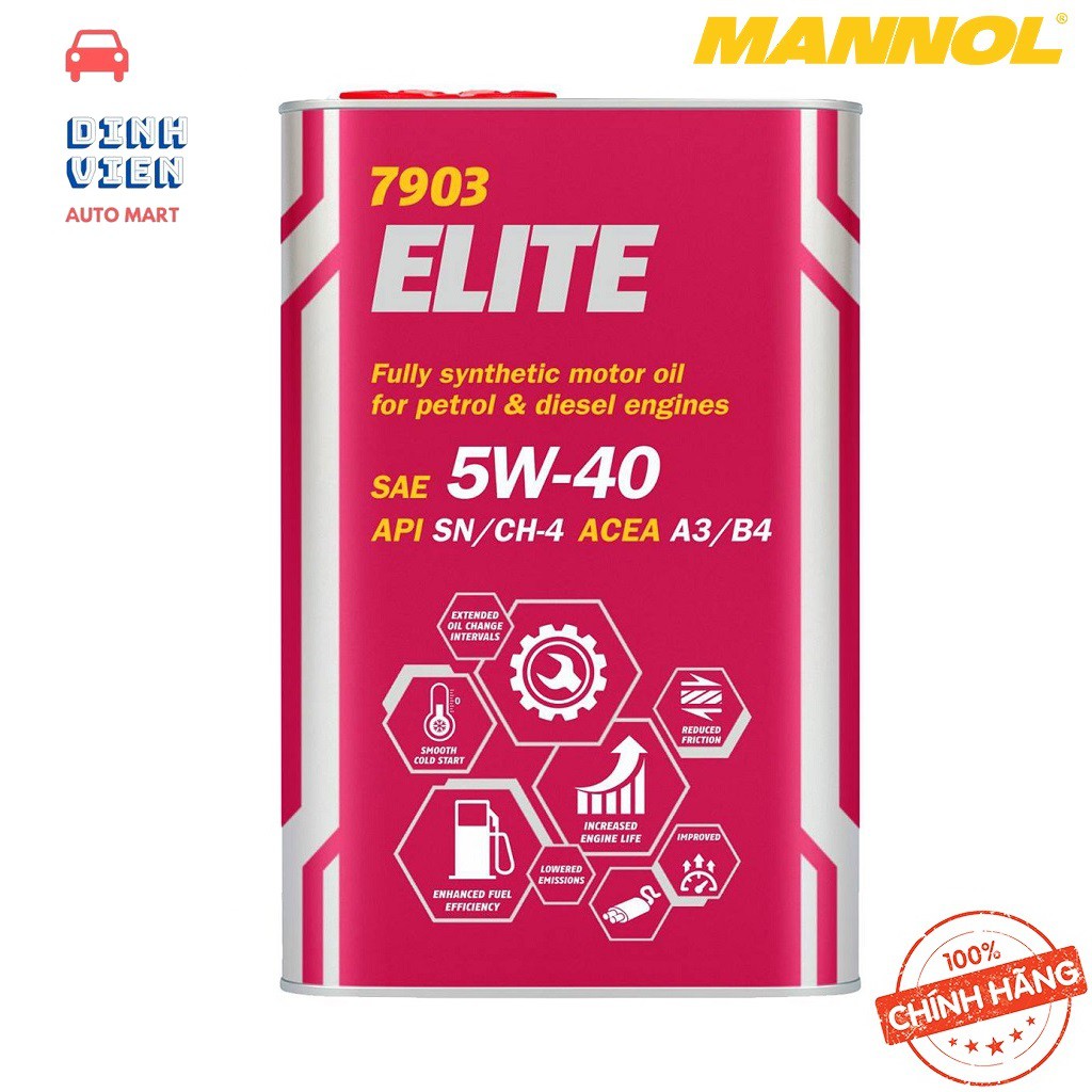 [PRO] Nhớt MANNOL 7903 Elite 5W-40 SN/CH-4 A3/B3 4Lít Tổng Hợp Toàn Phần Cao Cấp Chứa Ester Đa Năng Cải Tiến