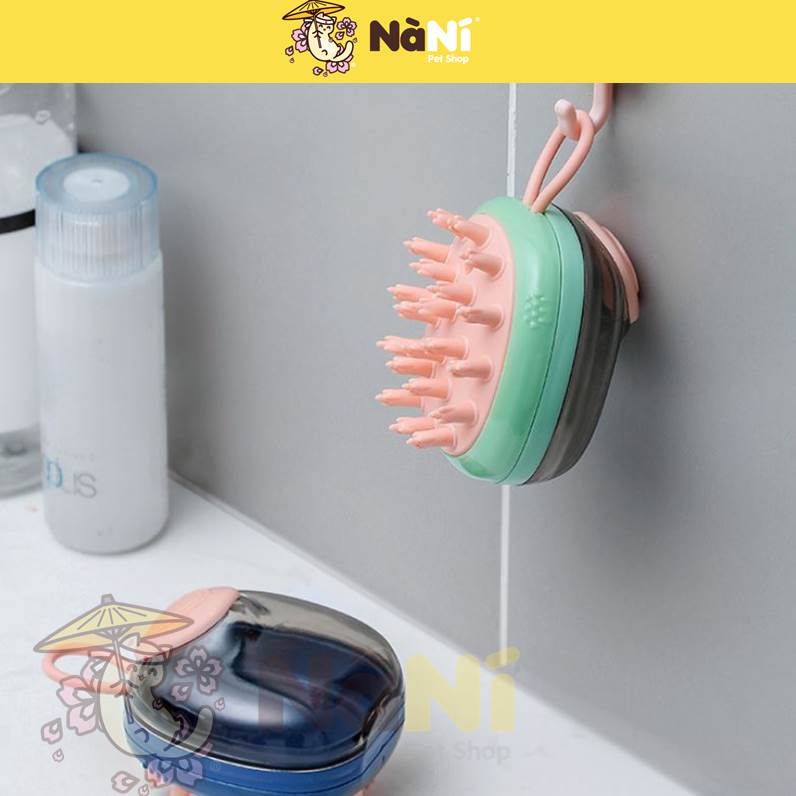 [NowShip] Bàn chải tắm và massage chó mèo ELITE - có chỗ đựng sữa tắm chó mèo - Nà Ní Pet Shop
