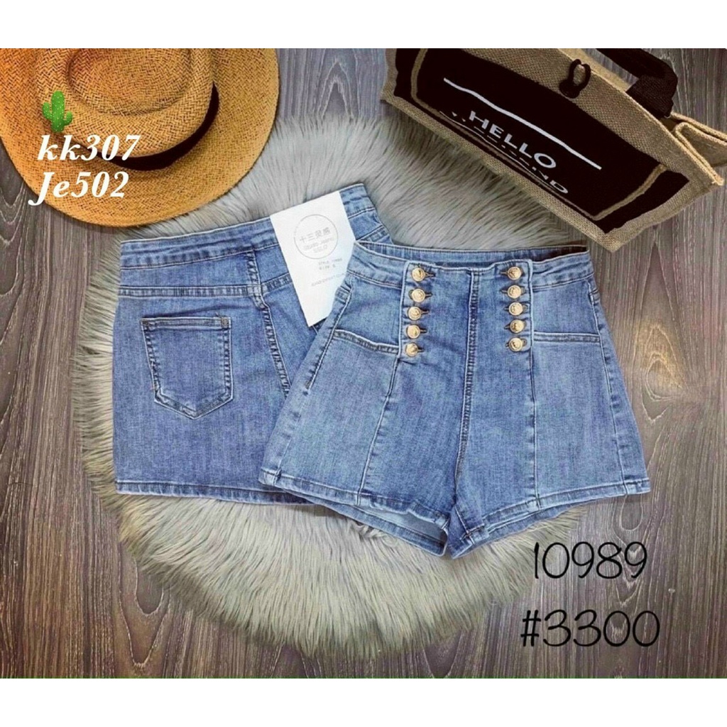 [MÃ TH6 GIẢM 20% TỐI ĐA 30K ĐƠN 500K]Quần Short Jean Nữ Lưng Cạp Cao, quần ngắn jean nữ Basic Màu Xanh