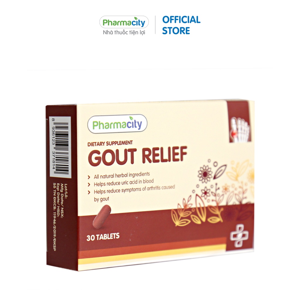 Thực phẩm Pharmacity hỗ trợ giảm acid uric và các biểu hiện của viêm khớp Gout Relief