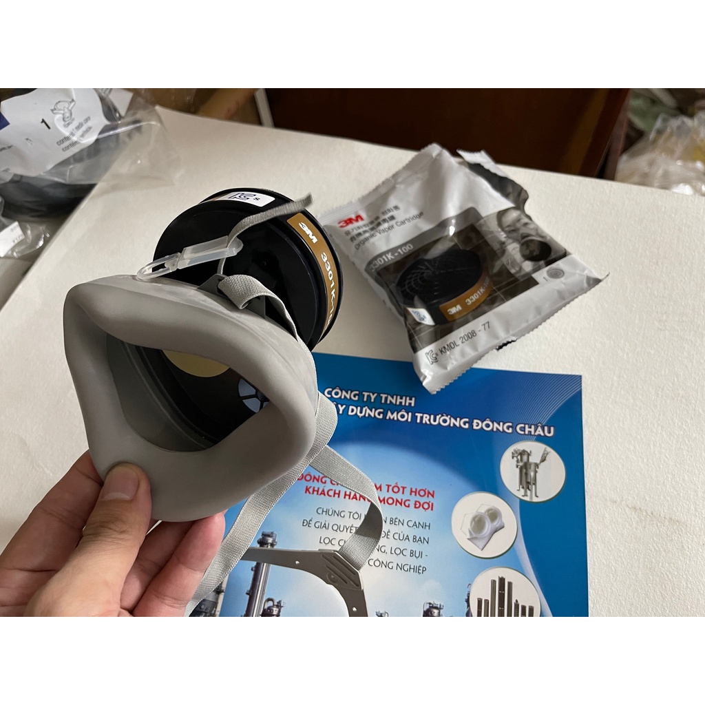 Bộ mặt nạ nửa mặt 1 phin lọc 3M 3100 và phin lọc hữu cơ phòng độc 3M 3301K-155