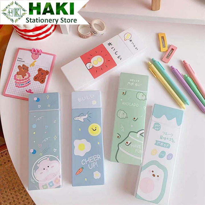 Hộp bút cute nhiều ngăn để bàn HAKI, hộp đựng bút nhựa đa năng cho học sinh giá rẻ dụng cụ văn phòng phẩm OB07