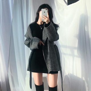 (ORDER) ÁO DẠ KẺ THẮT NƠ KÈM ẢNH THẬT