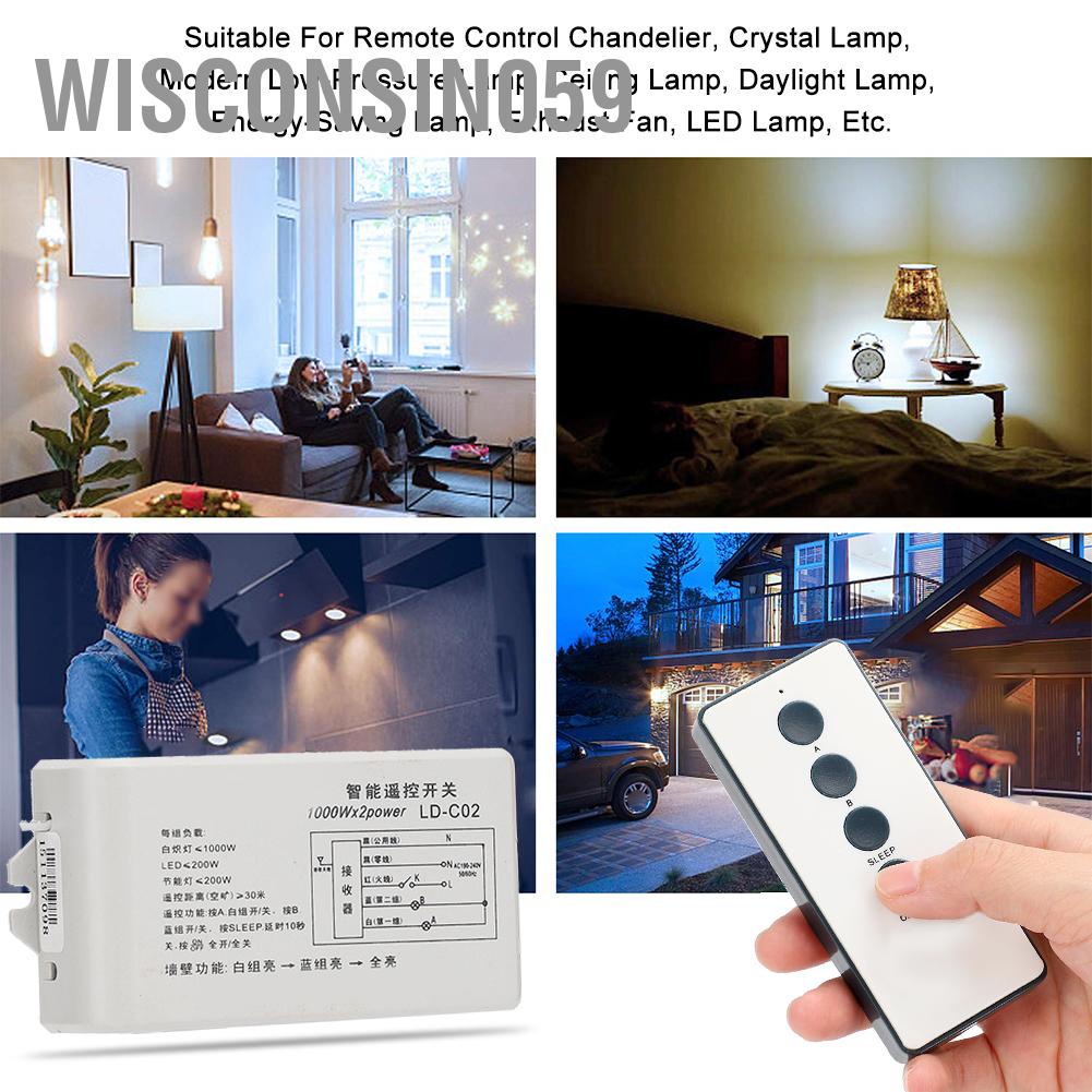Wisconsin059 220V 2 Way On/Off Digital Smart Wireless Wall Remote Control Switch( )