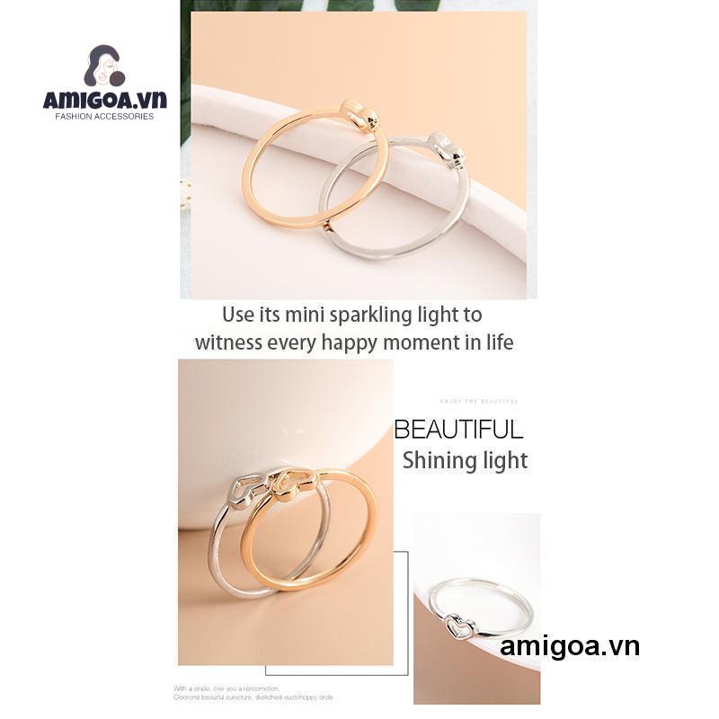 ✨✨Nhẫn Mạ Bạc Hình Trái Tim Rỗng Đơn Giản Thời Trang Cho Nữ