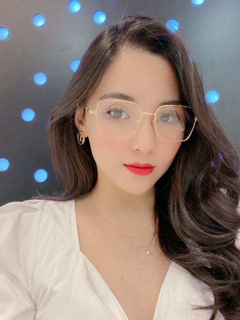 gọng kính cận gọng kim loại mảnh lục giác form vừa lắp được cận LG8