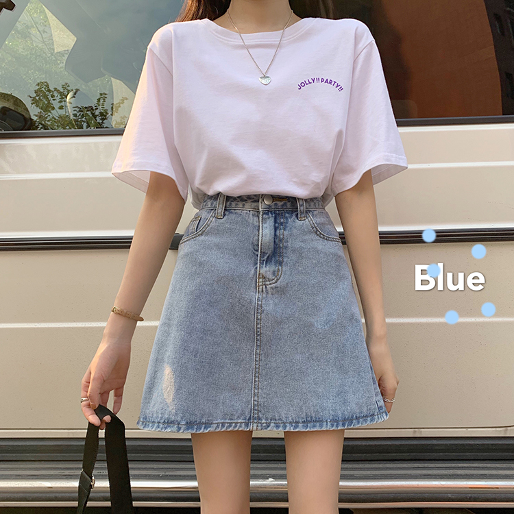 Chân Váy Jean Chữ A XIAOZHAINV Lưng Cao Phong Cách Hàn Quốc Dễ Phối Đồ | BigBuy360 - bigbuy360.vn