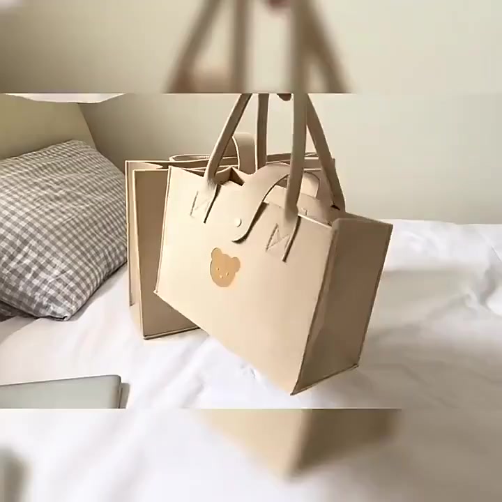 sỉ Túi xách nữ, túi vuông cầm tay hoạ tiết hình gấu màu trà sữa chất nỉ siêu cute phong cách hàn quốc (SẴN BUÔN SỈ) | BigBuy360 - bigbuy360.vn