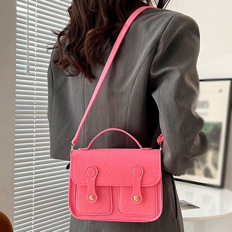 Túi Đeo Chéo Hình Vuông Nhỏ Màu Trơn Thời Trang Retro Dễ Phối Đồ Cho Nữ