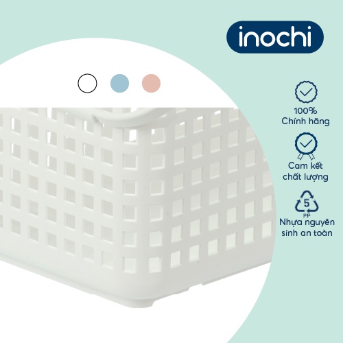 Giỏ xách quai giữa Inochi - Nachi màu Trắng/Hồng/Xanh