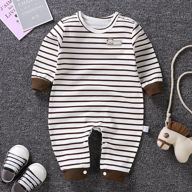 Áo liền quần cotton tay dài họa tiết hoạt hình xinh xắn dành cho em bé sơ sinh