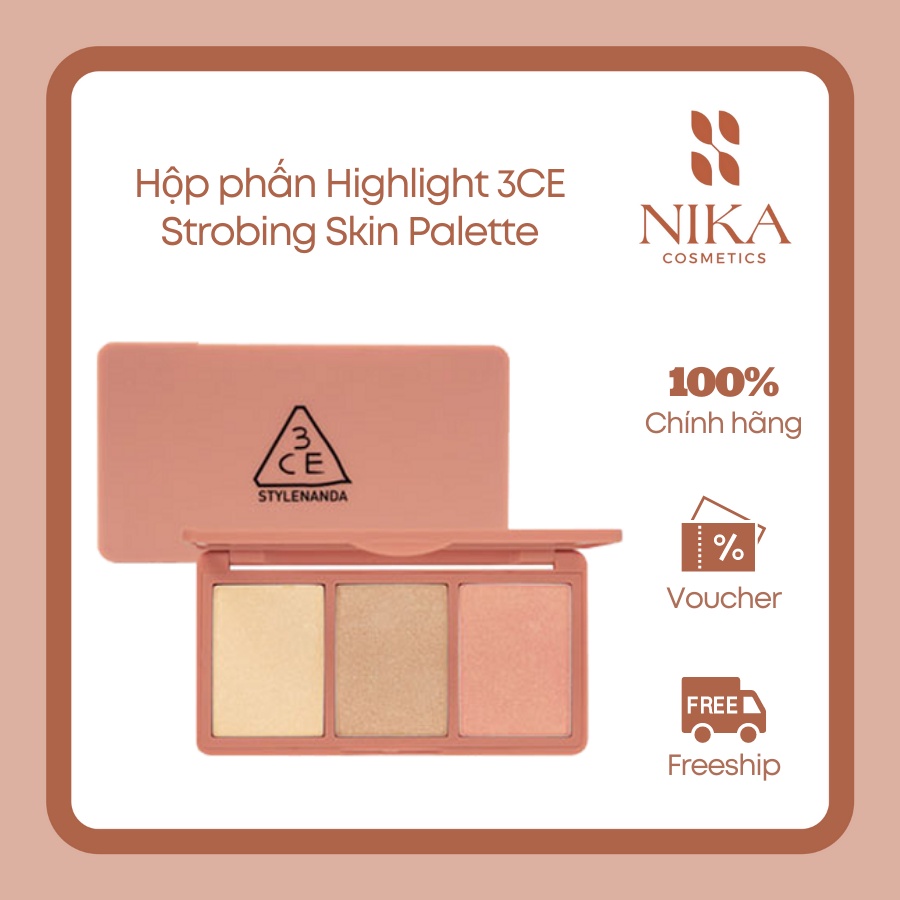 Bảng Phấn Highlight Bắt Sáng 3CE Strobing Skin Palette