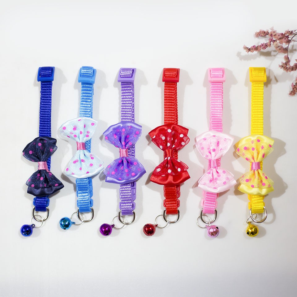 Vòng Cổ Nơ Kèm Chuông Nhỏ 1cm (Inbox Chọn Màu)