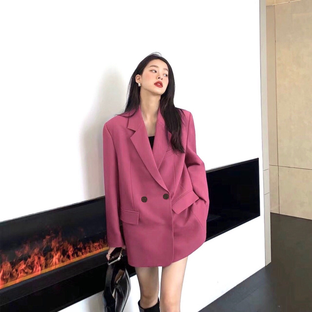 Blazer Nữ Áo Khoác Nữ Blazer 2 Nút Dáng Rộng Blazer Hàn Quốc - Hàng Phom Chuẩn Đẹp Thoáng Mịn - BLA22053