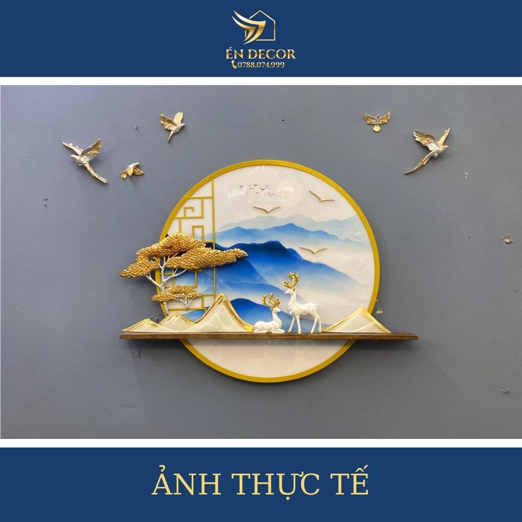 Tranh Phong Cảnh Treo Tường Đôi Hươu Nghệ Thuật, Tranh Sắt, Tranh Treo Tường Én Decor