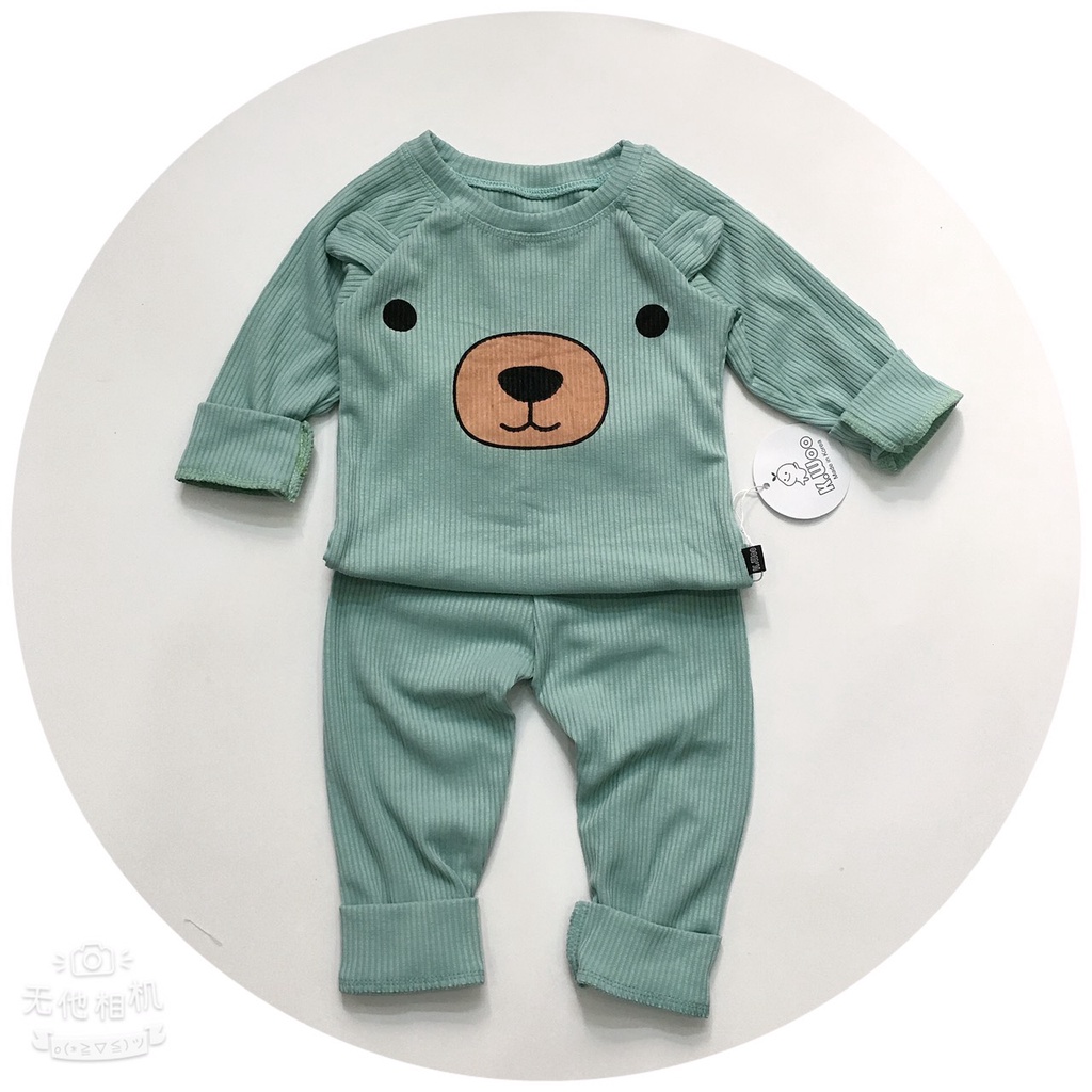Bộ dài tay cho bé trai/ bé gái gân tăm cao cấp k.woo từ 3-15kg