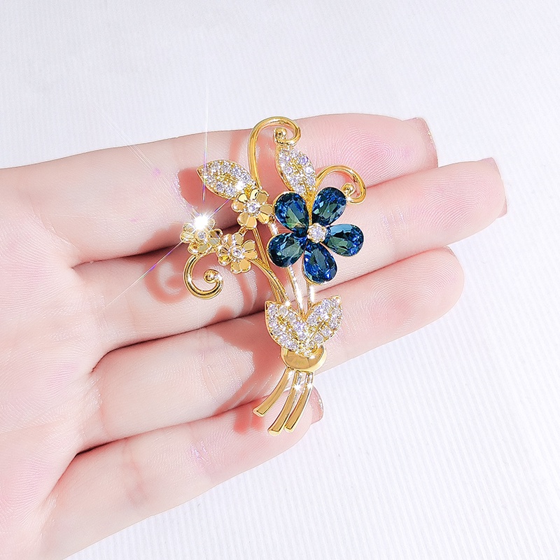 [Jiudoulan] Ghim Cài Áo Hình Hoa Đính Kim Cương Pha Lê Cho Nữ