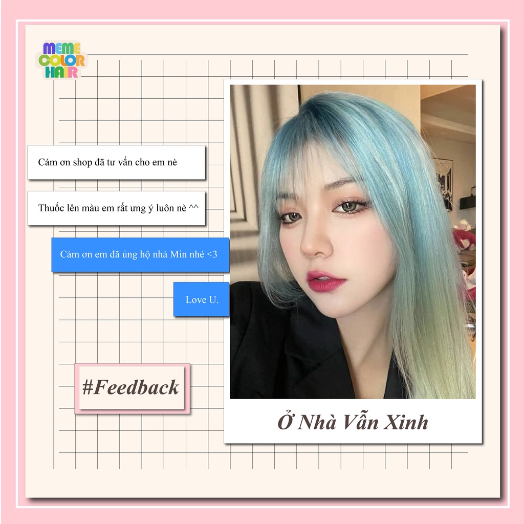 Thuốc nhuộm tóc màu Xanh Tiên cá , tặng kèm oxy trợ dưỡng và bao tay