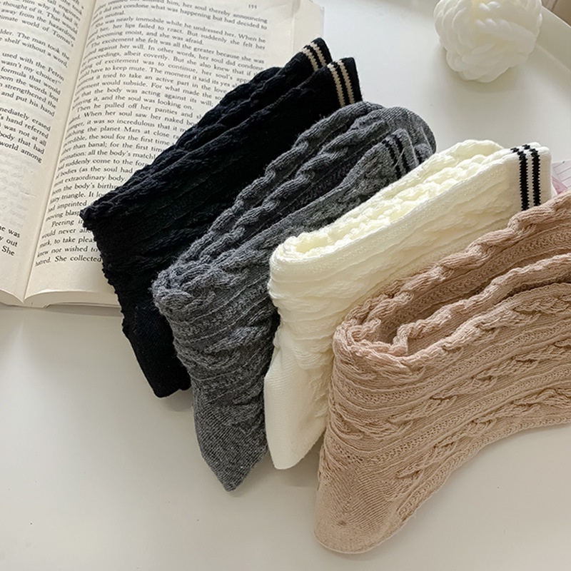 Vớ Cổ Trung Họa Tiết Kẻ Sọc Dễ Thương Phong Cách Hàn Quốc Thời Trang Cho Nữ