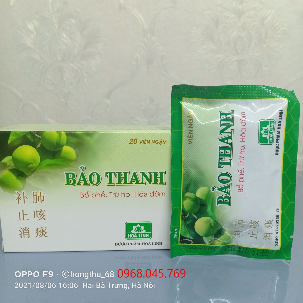 Viên ngậm BẢO THANH hộp 20 viên bổ phế, trừ ho, hóa đờm
