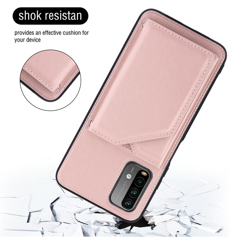 Ốp Điện Thoại Da Có Ngăn Đựng Thẻ Chống Sốc Cho Redmi 9t T9 Power 2021 Xiaomi Redmi Note 10 Pro Max Redmi 9t Note 10 5g Funda