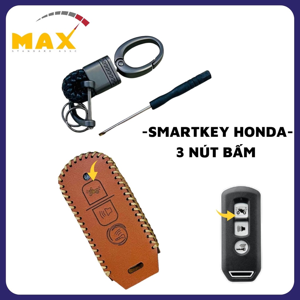 Bao da thật chìa khóa Smartkey xe HONDA Airblade Lead PCX SHVN SH Mode Vario Vision  ADV Scoopy bảo vệ Smartkey MAXSTORE