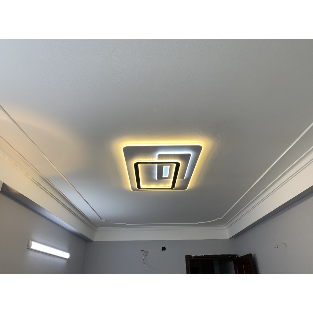 Đèn led ốp trần trang trí phòng khách phòng ngủ hình chữ nhật có 3 chế độ sáng tặng điều khiển bảo hành 12 tháng-Mã83hcn