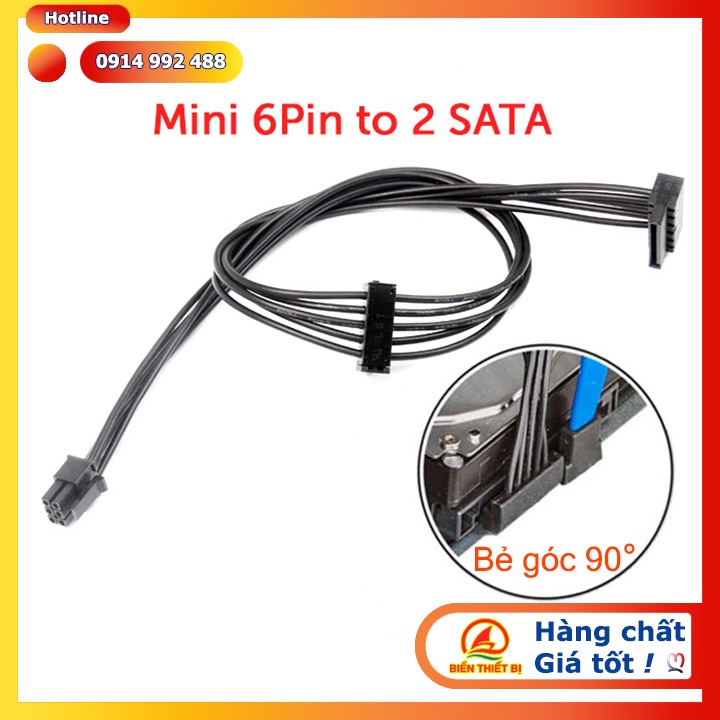 Cáp nguồn HDD SSD Mini 6Pin ra 2 SATA bẻ góc 90ᴼ cho máy Dell Vostro 3070 3060, 3668 3650 3670, 3471 3671