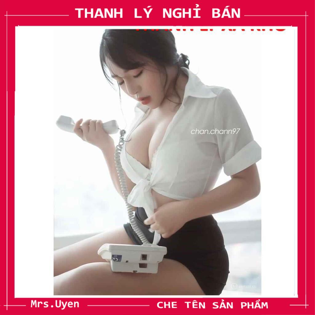 Bộ đồ ngủ nữ cosplay sexy tiếp viên gợi cảm, thư kí dam dang, áo croptop + váy ngủ bó sát TK003 | BigBuy360 - bigbuy360.vn